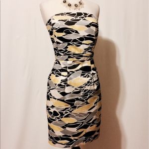 Banana Republic Yellow & Gray Printed Dress Size 4